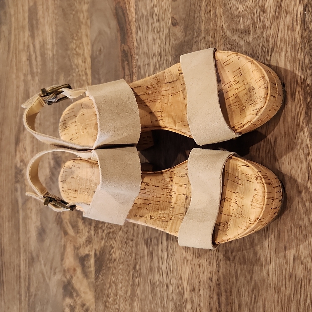 Jessica Simpson Suede Leather Cork Heeled Sandals